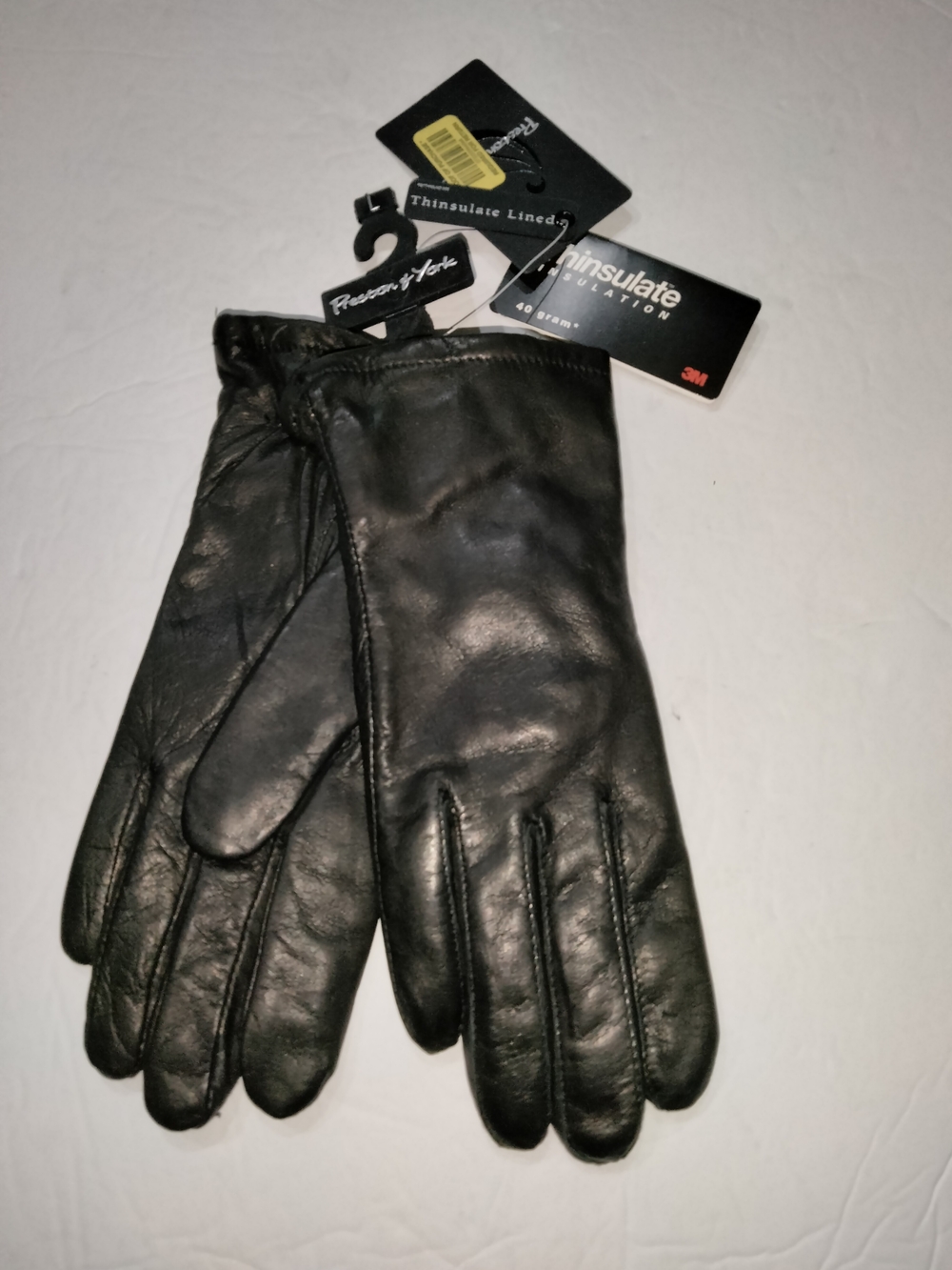 Preston & York (Size L) Classic Black Leather Thinsulate Lined Gloves (NEW-NWT)
